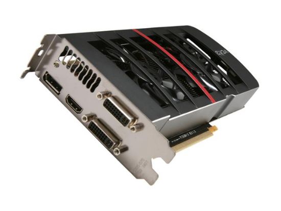 Picture of EVGA 012-P3-1577-K4 GeForce GTX 570 (Fermi) HD DoubleShot 1280MB 320-bit GDDR5 PCI Express 2.0 x16 HDCP Ready SLI Support Video Card