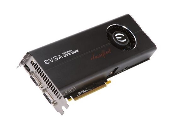 Picture of EVGA 01G P3 1190 BE GeForce GTX 285 Classified 1GB 512-bit DDR3 PCI Express 2.0 x16 HDCP Ready SLI Supported Video Card