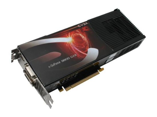 Picture of EVGA 01G-P3-N891-A2 GeForce 9800 GX2 1GB (512MB per GPU) 512-bit (256-bit per GPU) GDDR3 PCI Express 2.0 x16 HDCP Ready SLI Support Video Card