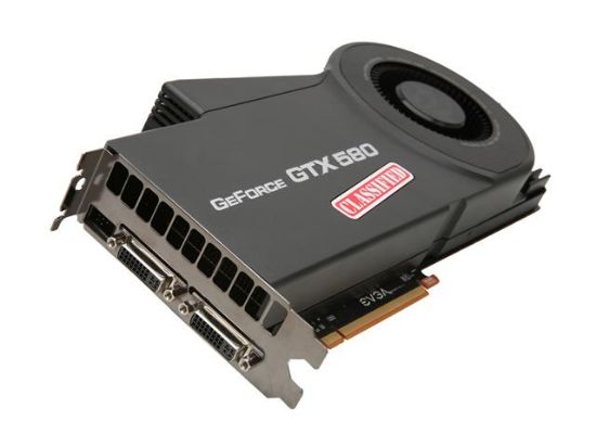 Picture of EVGA 03GP31588LR GeForce GTX 580 (Fermi) Classified 3072MB 384-bit GDDR5 PCI Express 2.0 x16 HDCP Ready SLI Support Video Card