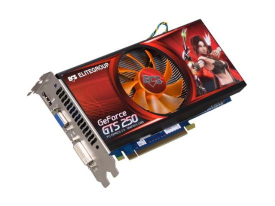 Picture of ECS NGTS250-512QX-F GeForce GTS 250 512MB 256-bit DDR3 PCI Express 2.0 x16 HDCP Ready SLI Support Video Card
