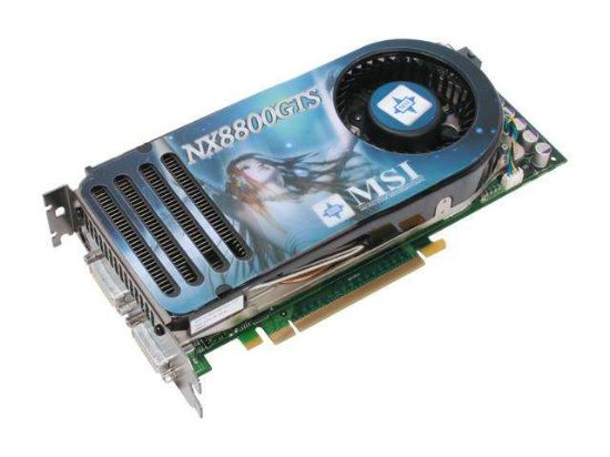 Picture of MSI NX8800GTS-T2D320E-HD-OC GeForce 8800 GTS 320MB 320-bit GDDR3 PCI Express x16 HDCP Ready SLI Support Video Card
