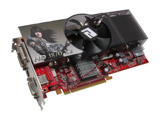 Picture of POWERCOLOR AX3870X21GBD3PH Radeon HD 3870 X2 1GB (512MB x 2) 512-bit (256-bit x 2) GDDR3 PCI Express x16 HDCP Ready CrossFireX S