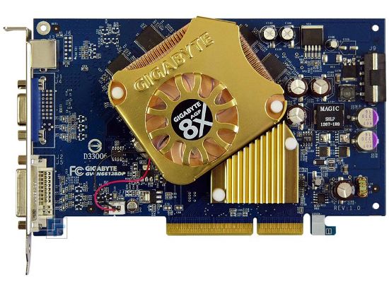 Picture of GIGABYTE GV-N66128DP GeForce 6600 128MB 128-bit DDR AGP 4X/8X Video Card